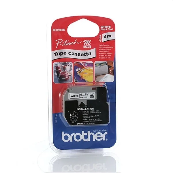 ORIGINALE Brother Nastro Nero su bianco M-K221SBZ M-K221S 9 mm x 4 m non laminato - immagine 1