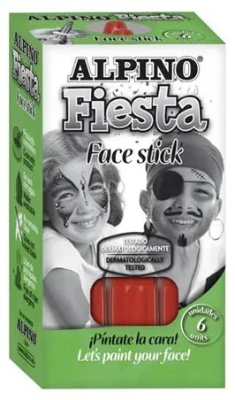 Alpino Fiesta Face Stick Pack con 6 stick di pittura per il viso - Sistema rotante retrattile - Si lava con acqua - Dermatologicamente testato - Rosso - immagine 1