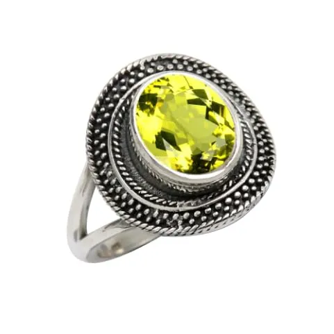 gemma Quarzo limone Anello placcato argento gioiello T1085BA24_70 (22.3) - immagine 1