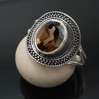 Quarzo fumé Anello placcato argento Idea gioiello T1085AD18_64 (20.4) - immagine 2