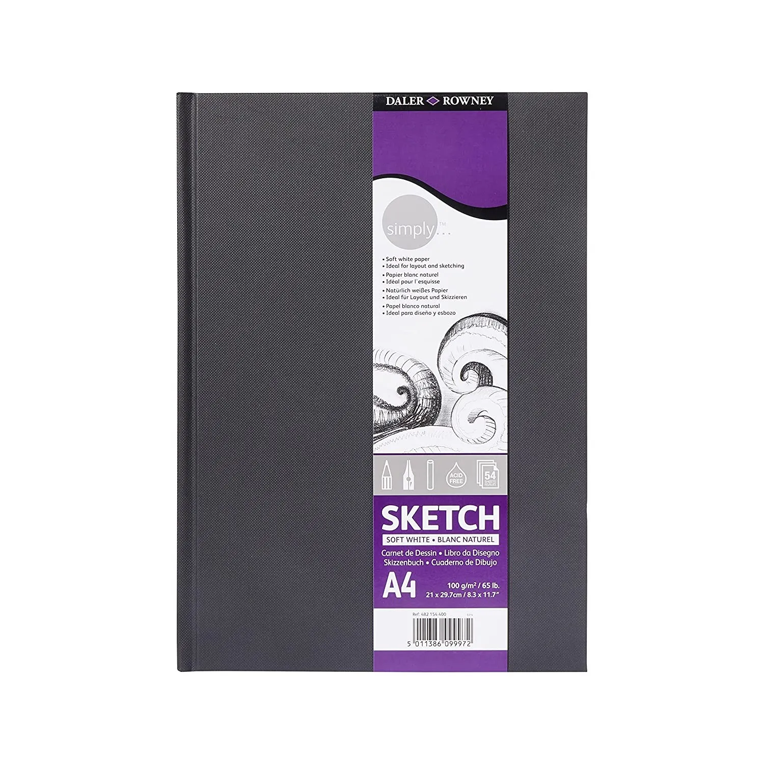 Daler Rowney Simply Sewn A4 - 100 g/m2 - Copertina rigida - 54 fogli - Colore bianco - immagine 1