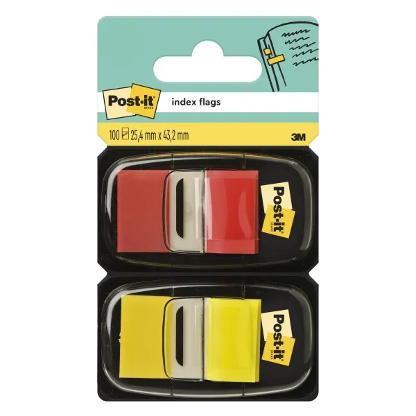 Post-it Index Pack da 2 dispenser con 100 pennarelli riposizionabili - Forma rettangolare - Colori assortiti - immagine 1