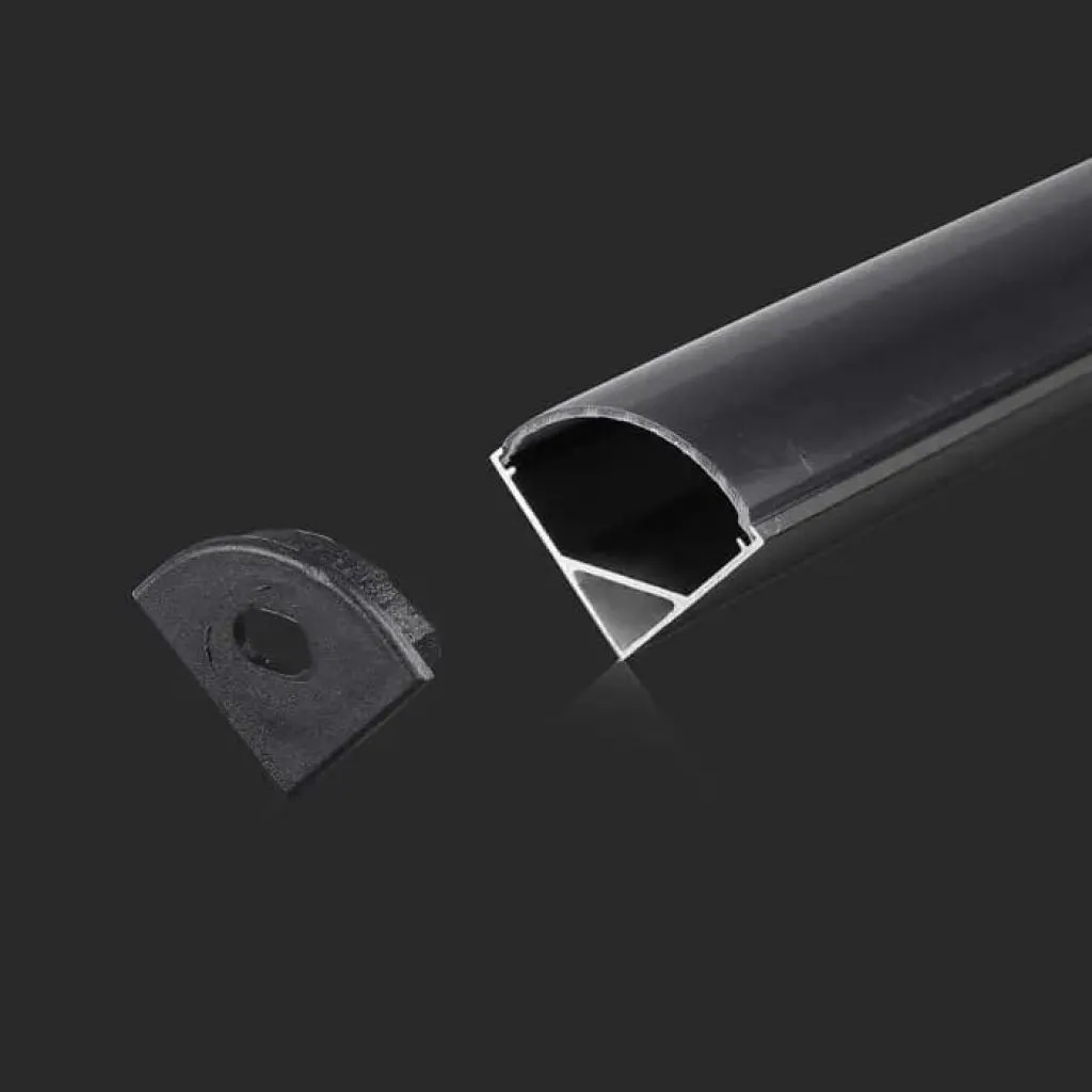 V-TAC Profilo in Alluminio Angolari Colore Nero per Strip LED 2000x15.8x15.8mm - immagine 1