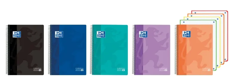 Quaderno Oxford Europeanbook 4 A5+ a quadretti 5x5 mm 120 fogli 90 g/m² - Copertina super resistente - 4 fasce colorate - Colori vivaci assortiti - immagine 1