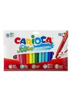 Carioca Jumbo Pack da 18 pennarelli - Punta da 6 mm - Super lavabili - Colori assortiti - immagine 1