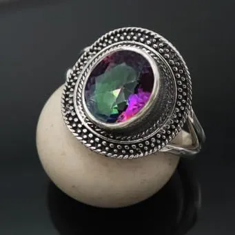 gemma Topazio mistico Anello placcato argento gioiello T1085AG14_60 (19.1) - immagine 2