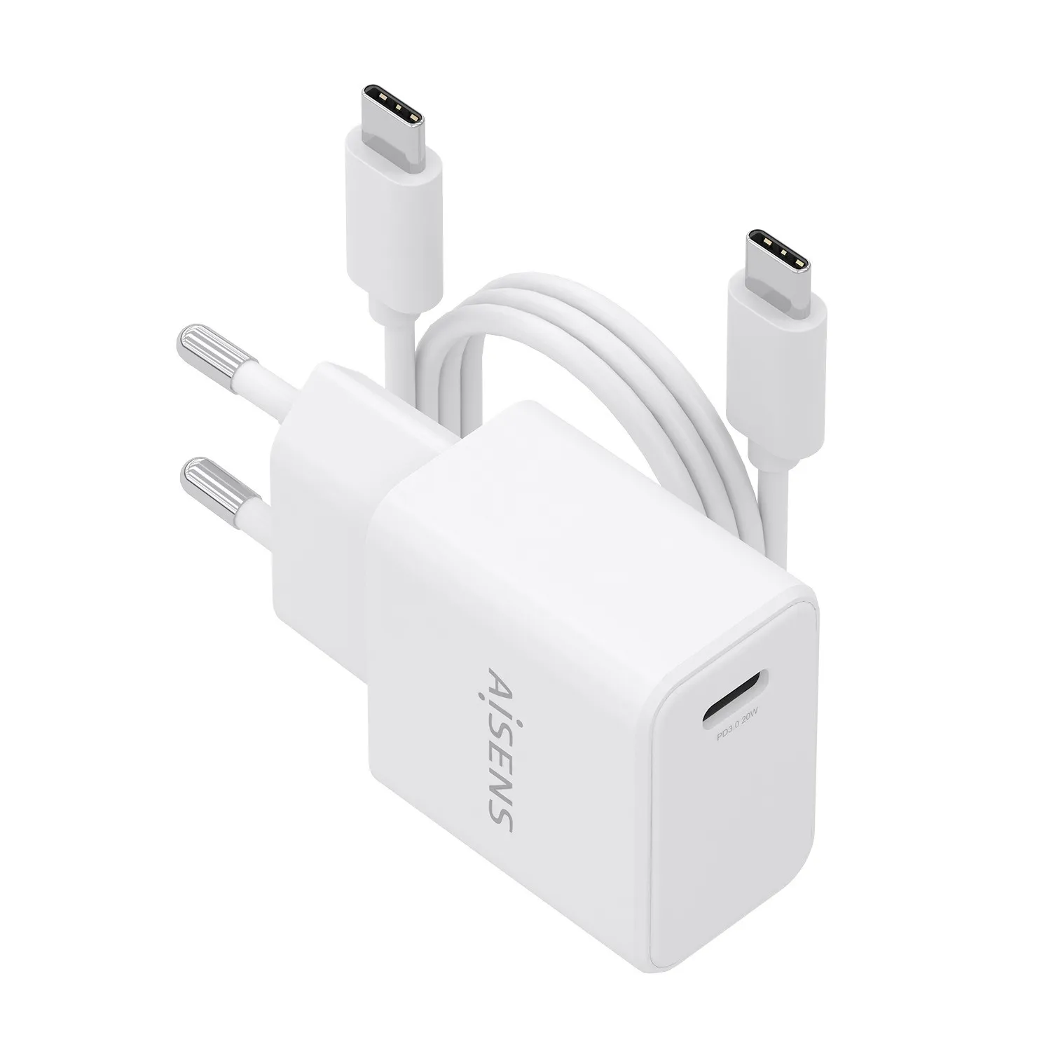 AISENS ASCH-20W1P081-W Caricabatterie per dispositivi mobili Telefono cellulare Smartphone Fotocamera Universale Tablet Bianco AC Ricarica rapida Interno - immagine 1