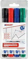 Edding 660 Confezione da 4 pennarelli per lavagna bianca - Punta tonda - Tratto tra 15 e 3 mm - Ricaricabili - Asciugatura rapida - Colori assortiti - immagine 1