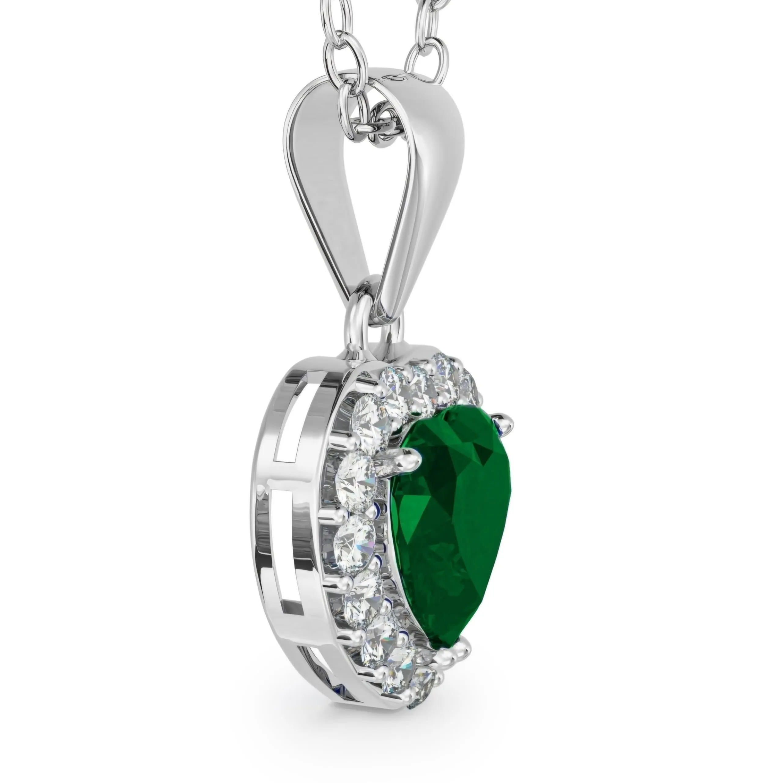 Dada Gioielli - Collana Cuore 9mm Punto Luce Argento 925 Con Zirconi Brillanti Catenina 45+5cm (Verde Smeraldo) - immagine 4