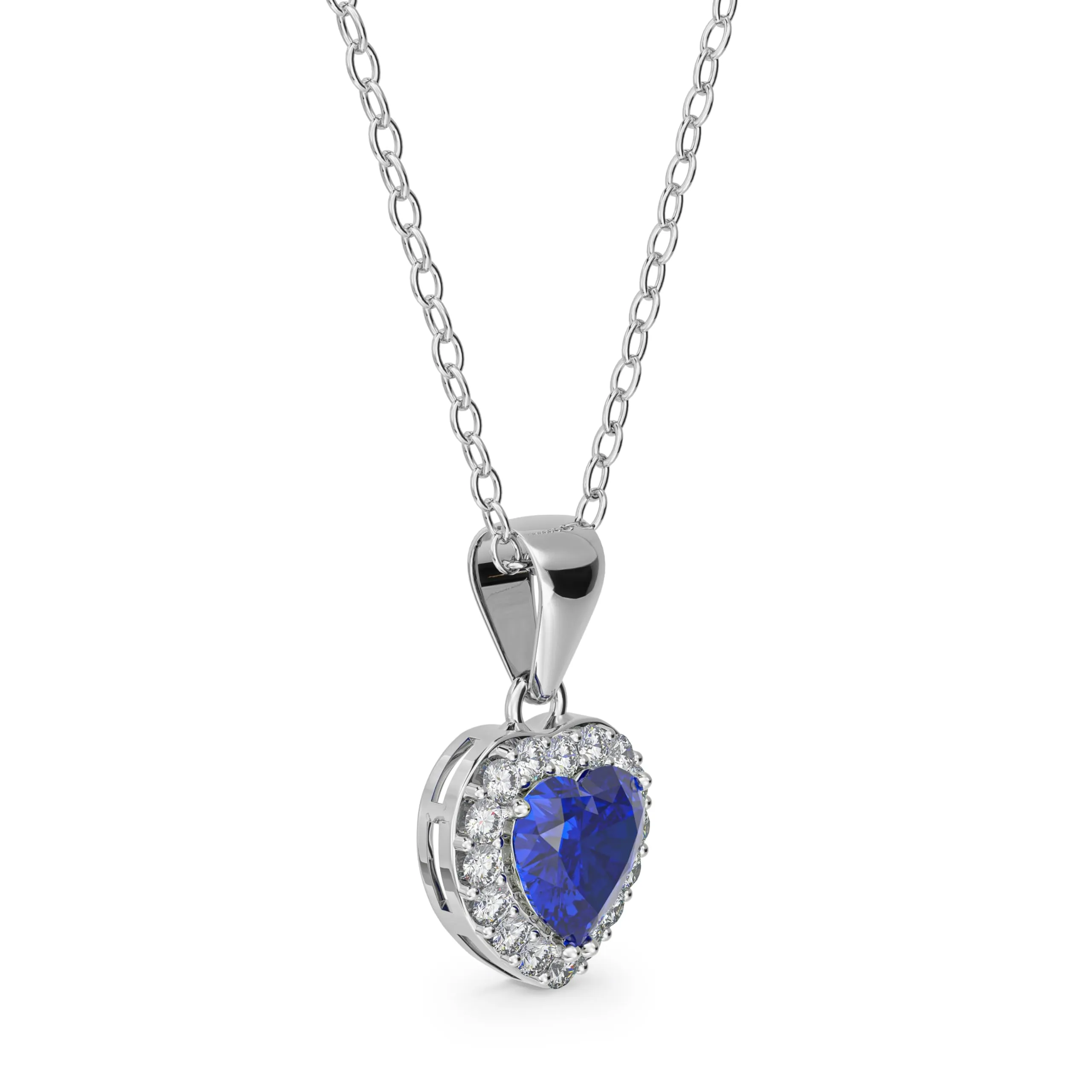 Dada Gioielli - Collana Cuore 9mm Punto Luce Argento 925 Con Zirconi Brillanti Catenina 45+5cm (Blu Zaffiro) - immagine 2