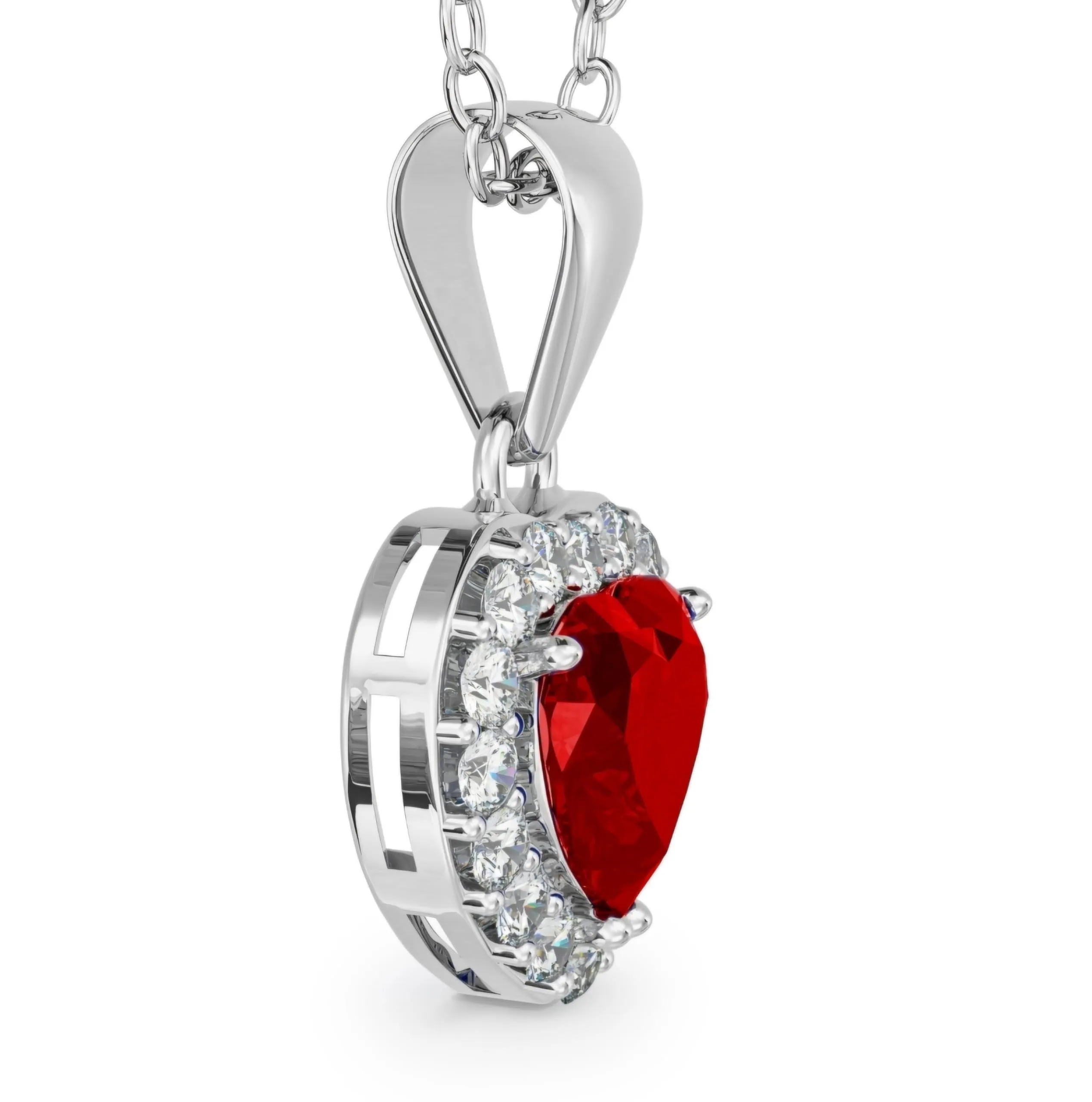 Dada Gioielli - Collana Cuore 9mm Punto Luce Argento 925 Con Zirconi Brillanti Catenina 45+5cm (Rosso Rubino) - immagine 3