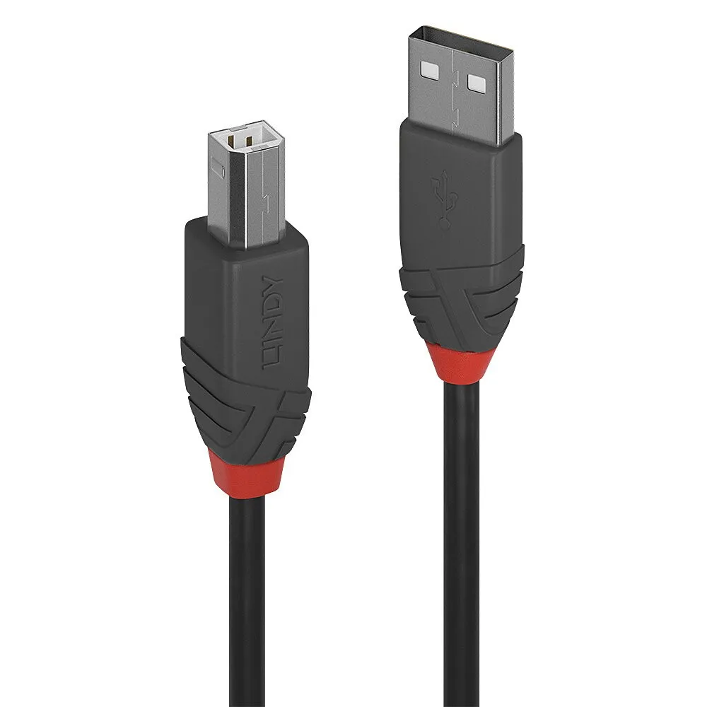 Lindy Cavo Usb Anthra Line 2.0 Tipo A Maschio A B Maschio 2 Mt Doppia Schermatura Guscio In Pvc 10 Anni Di Garanzia - immagine 1