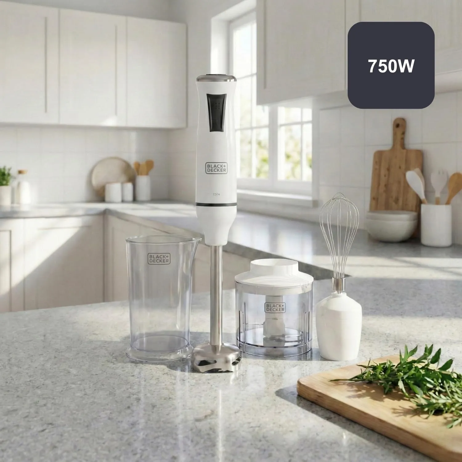 BLACK+DECKER BXHBA750E - Frullatore a Immersione 750W | 20 Velocità Regolabili | Funzione Turbo | Lame in Acciaio Inox | Design Anti-Schizzi | Senza BPA | Accessori Lavabili in Lavastoviglie - immagine 2