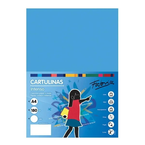 Fabrisa Confezione da 50 Fogli di Cartone 180 g/m² - Formato A4 - Blu Turchese - immagine 1
