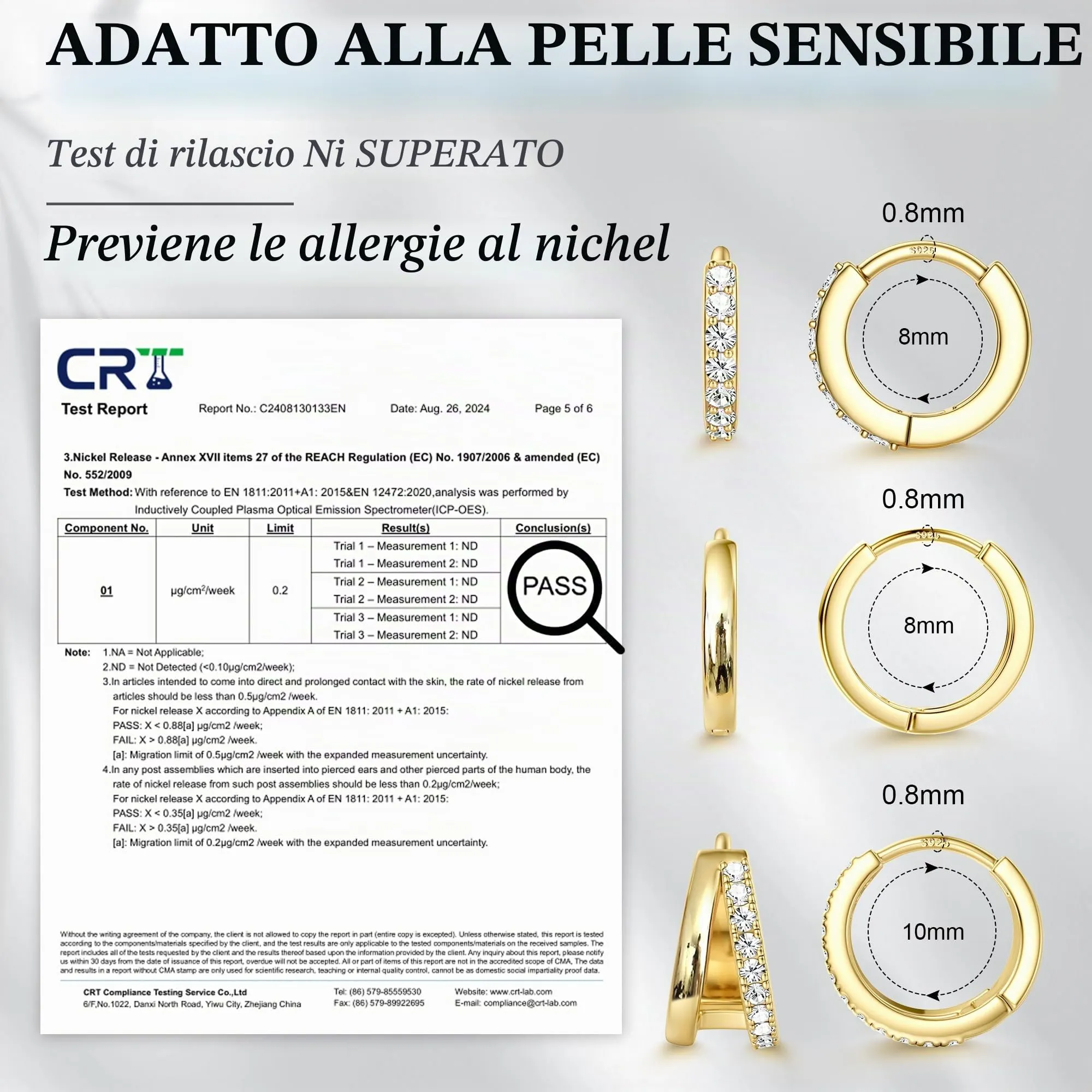 LOLIAS 3 Paia Orecchini Cerchio Placcato Oro 16 Carati Orecchini Donna - immagine 5