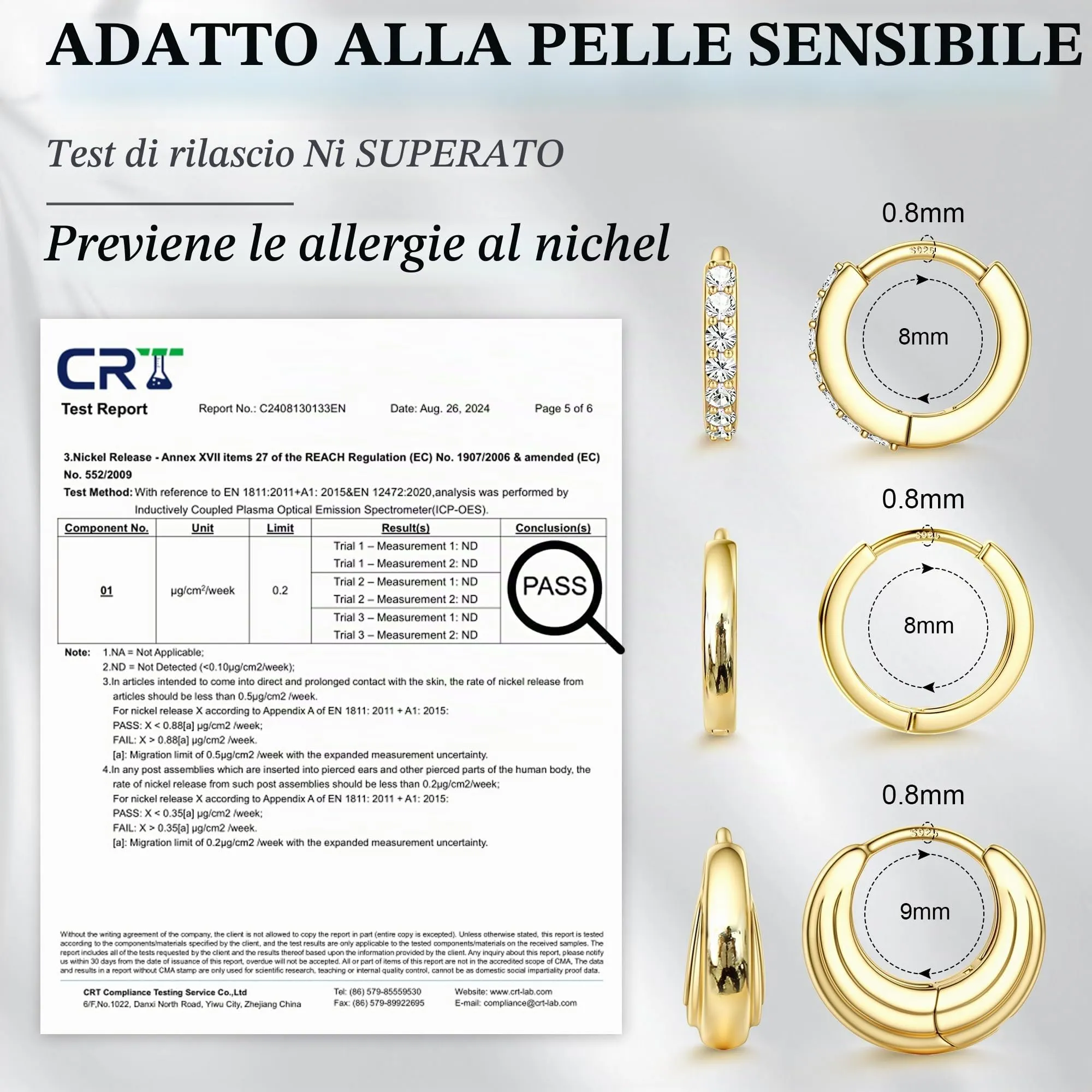 LOLIAS 3 Paia Orecchini Cerchio Placcato Oro 16 Carati Orecchini Donna - immagine 5