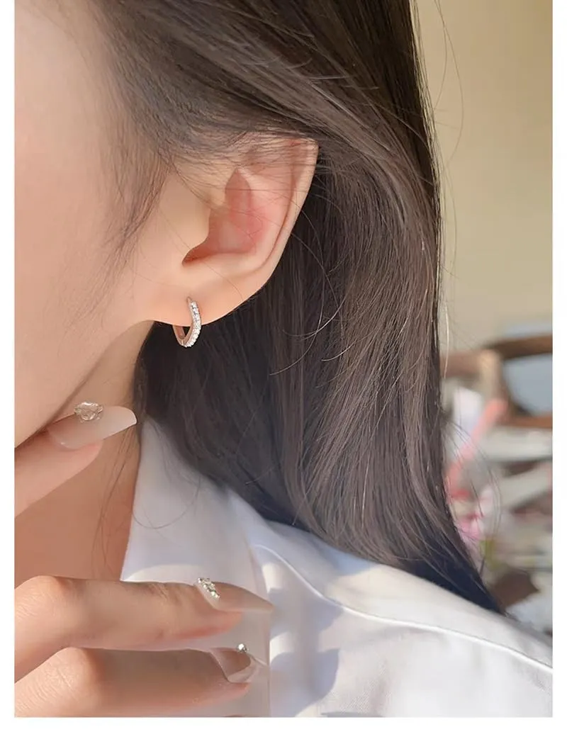 Orecchini Donna in Argento 925 a Cerchio Piccoli - Zircone Cubico Ipoallergenici per Ragazze 15mm - immagine 2
