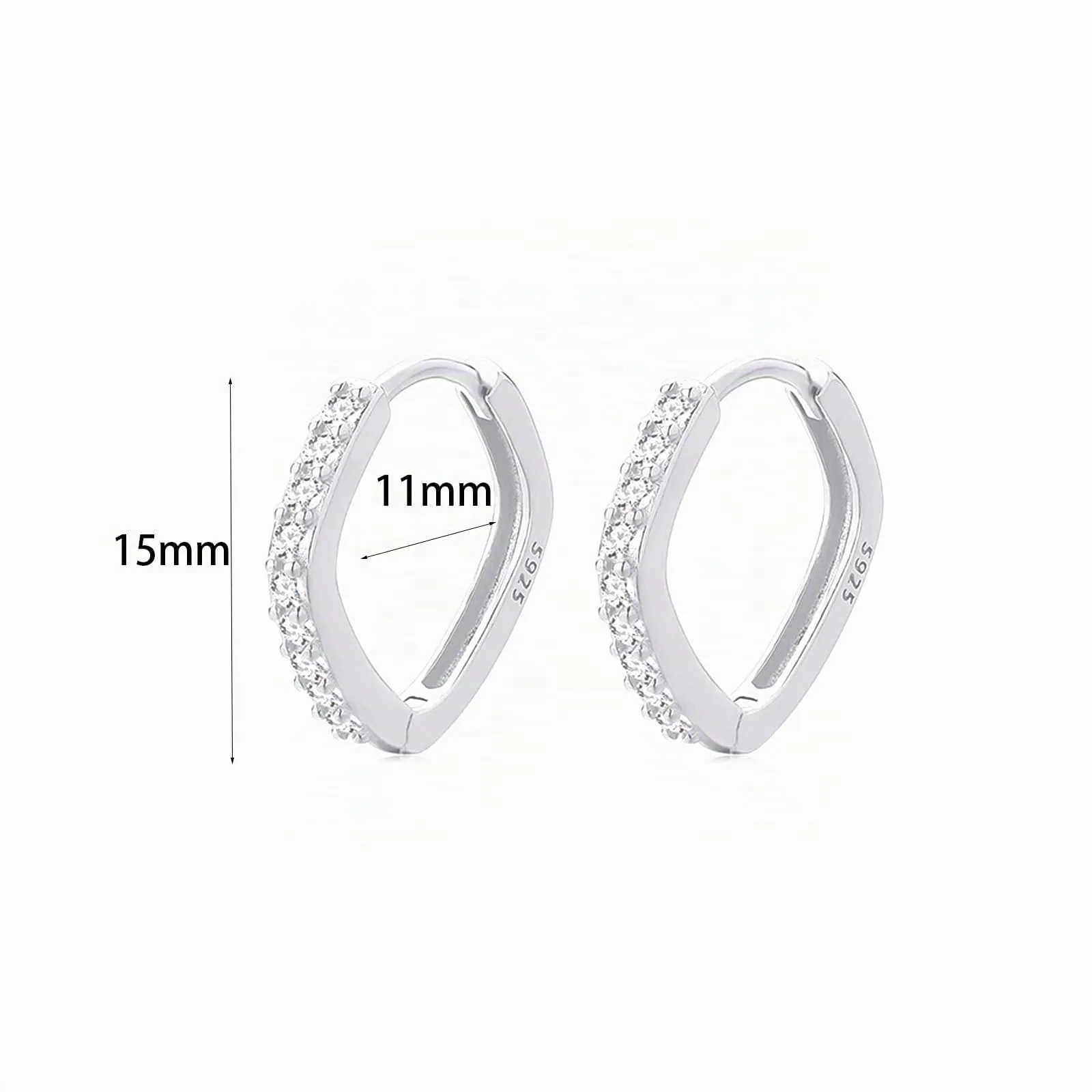Orecchini Donna in Argento 925 a Cerchio Piccoli - Zircone Cubico Ipoallergenici per Ragazze 15mm - immagine 7