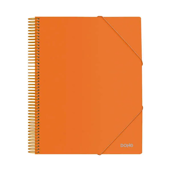 Cartella Dohe con 20 buste formato A4 - Copertina in polipropilene opaco da 800 micron - Buste trasparenti da 80 micron - Rilegatura a spirale in plastica colorata - Elastici coordinati - immagine 1