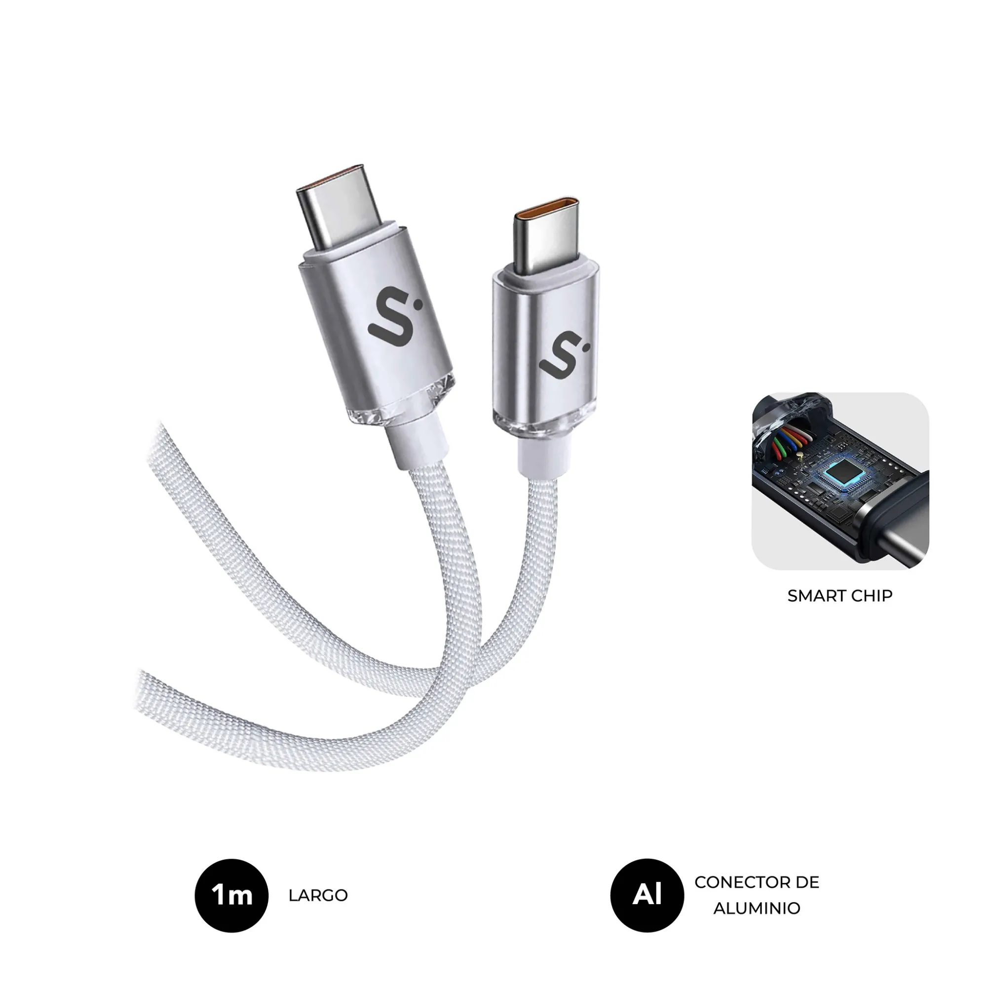 SUBBLIM SUBCAB-C06010 cavo USB USB 2.0 1 m USB C Bianco - immagine 1