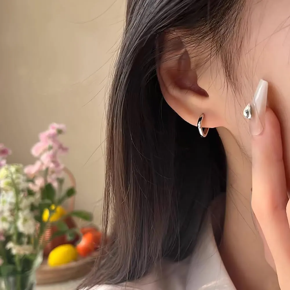 Argento 925 Orecchini Donna a Cerchio Piccoli - Zircone Cubico Ipoallergenici per Ragazze 15mm - immagine 3