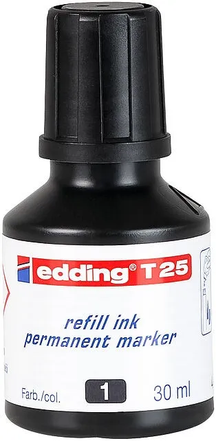 Edding T25 Flacone di ricarica per pennarello indelebile - Capacità 30 ml - Colore nero - immagine 1