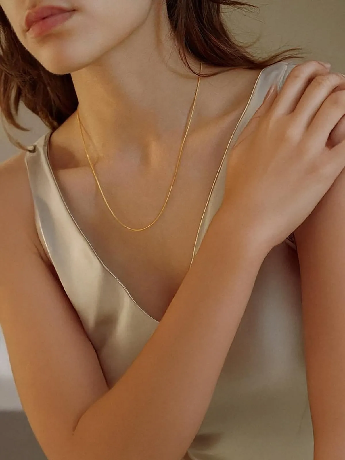 FOCALOOK Oro 75cm Collana Donna Uomo Acciaio Inossidabile - immagine 2