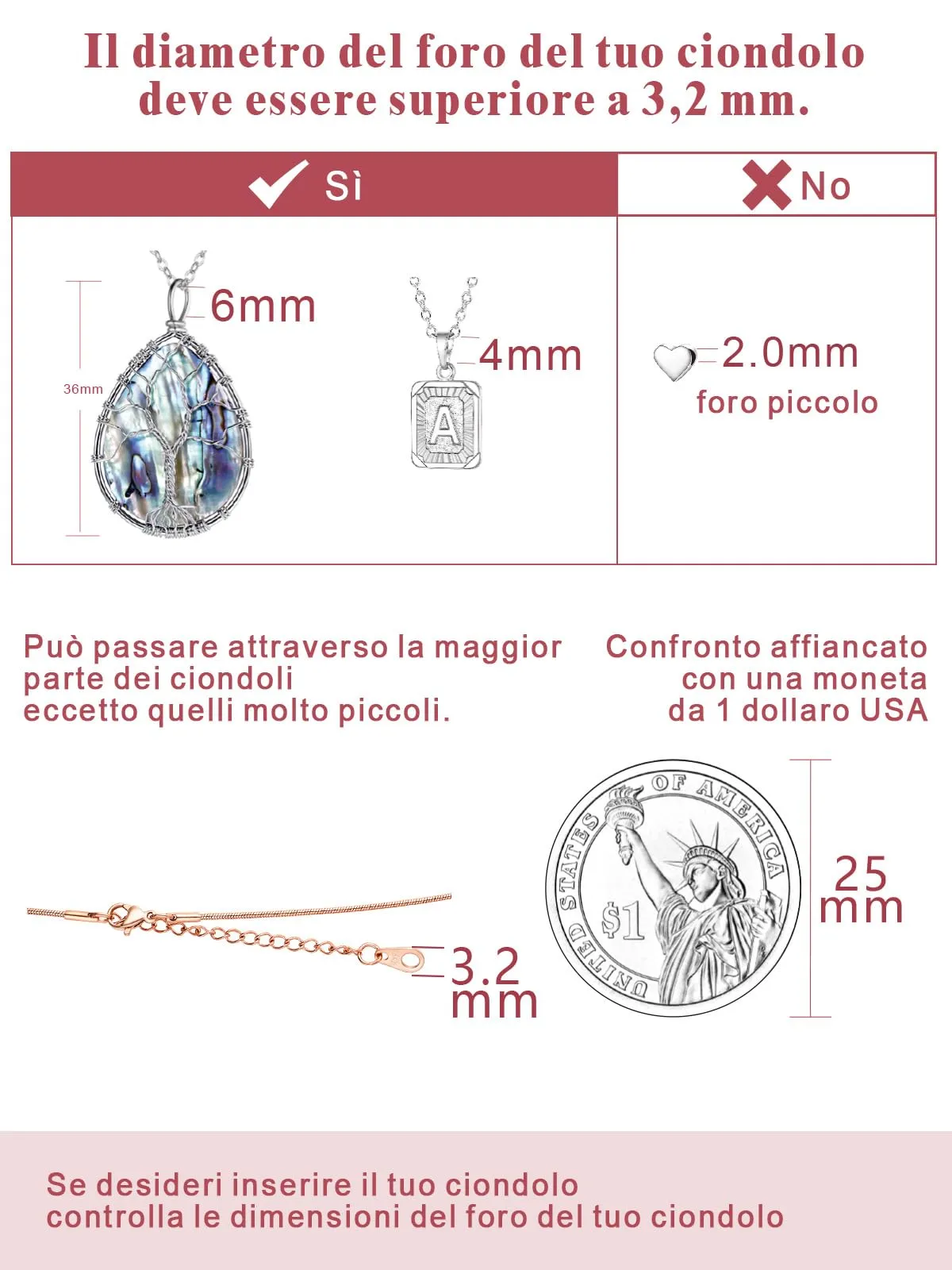 FOCALOOK Oro Rosa 50cm Collana Donna Uomo Acciaio Inossidabile - immagine 6