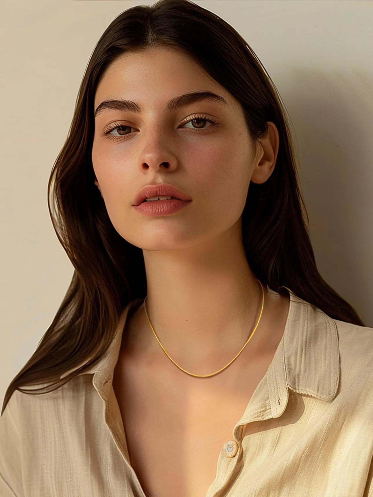FOCALOOK Oro 50cm Collana Donna Uomo Acciaio Inossidabile - immagine 2
