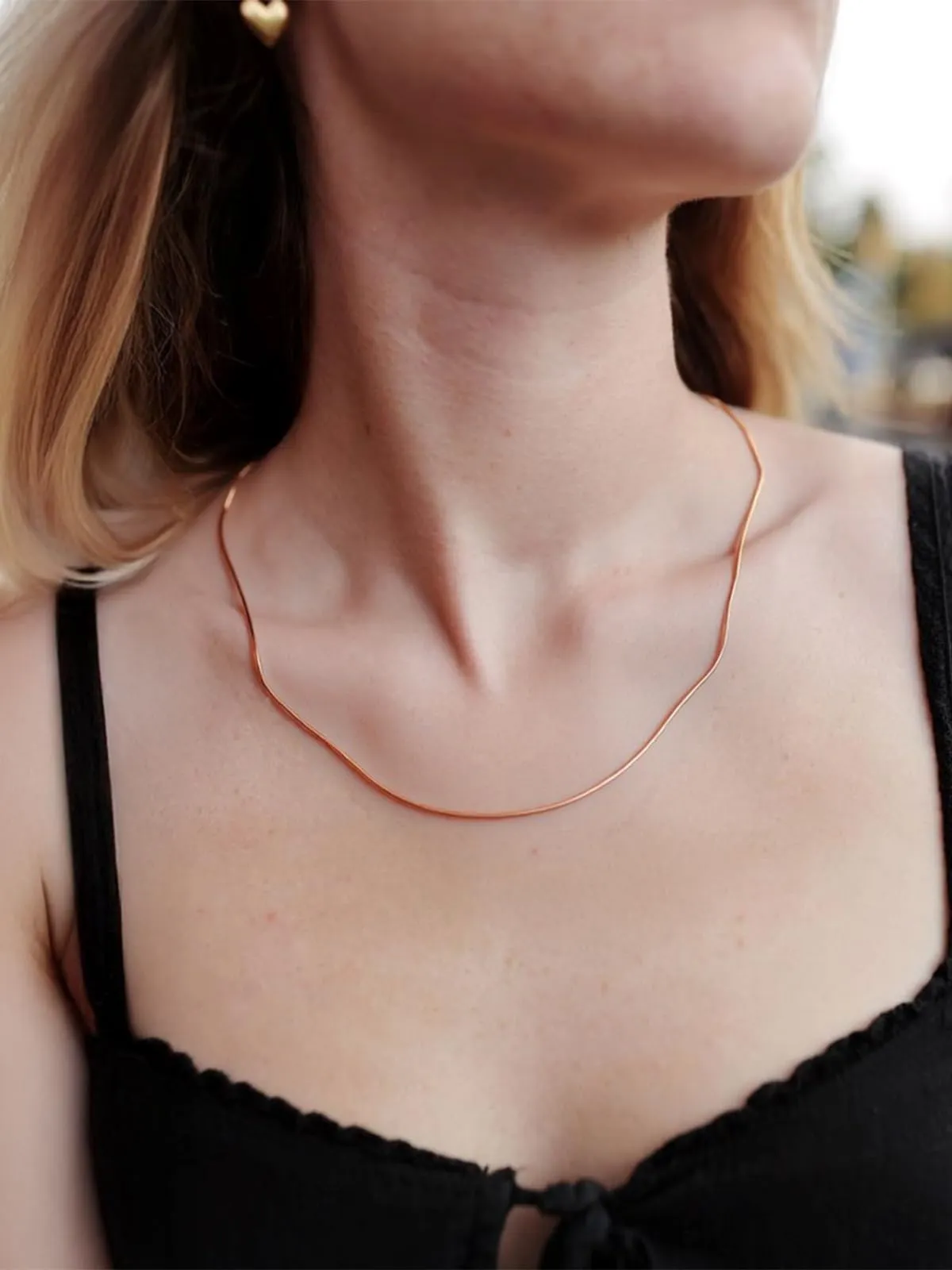 FOCALOOK Oro Rosa 70cm Collana Donna Uomo Acciaio Inossidabile - immagine 2