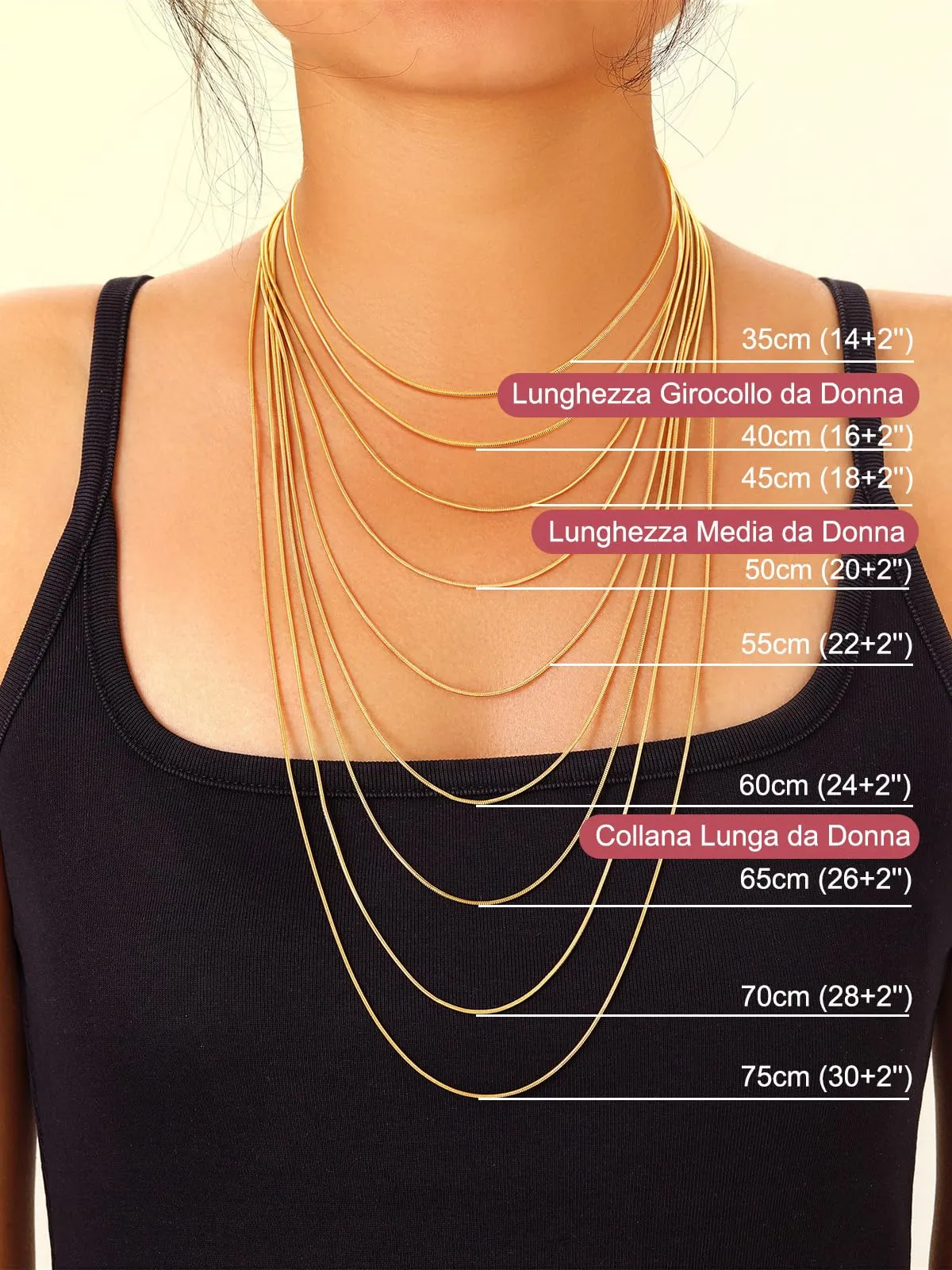 FOCALOOK Oro 70cm Collana Donna Uomo Acciaio Inossidabile - immagine 5