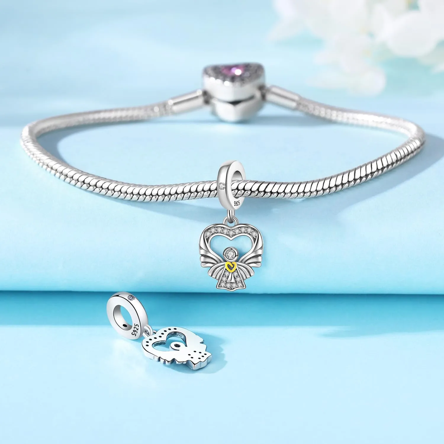 CYCUFF Ciondoli in argento sterling 925 per braccialetti e collane con charm, ideali come regalo per familiari, amici, donne, Argento sterling - immagine 3