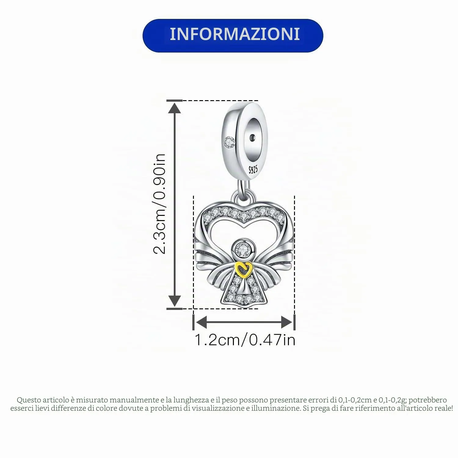 CYCUFF Ciondoli in argento sterling 925 per braccialetti e collane con charm, ideali come regalo per familiari, amici, donne, Argento sterling - immagine 4