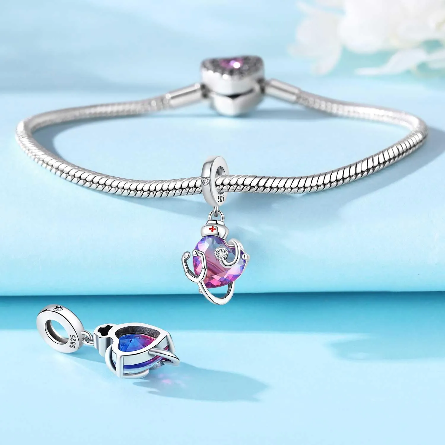 CYCUFF Ciondolo in argento Sterling 925, adatto per braccialetti, ciondoli, collane, gioielli, regalo per donne, familiari e amici, FASCINO, Argento sterling, In argento sterling. - immagine 2