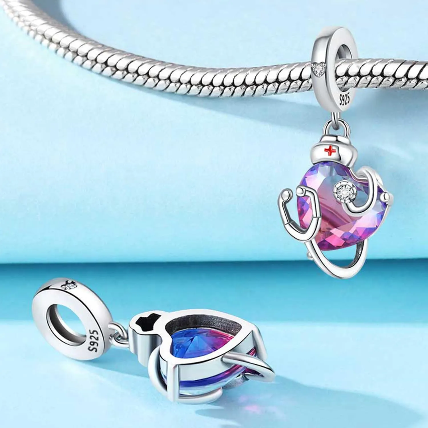 CYCUFF Ciondolo in argento Sterling 925, adatto per braccialetti, ciondoli, collane, gioielli, regalo per donne, familiari e amici, FASCINO, Argento sterling, In argento sterling. - immagine 3