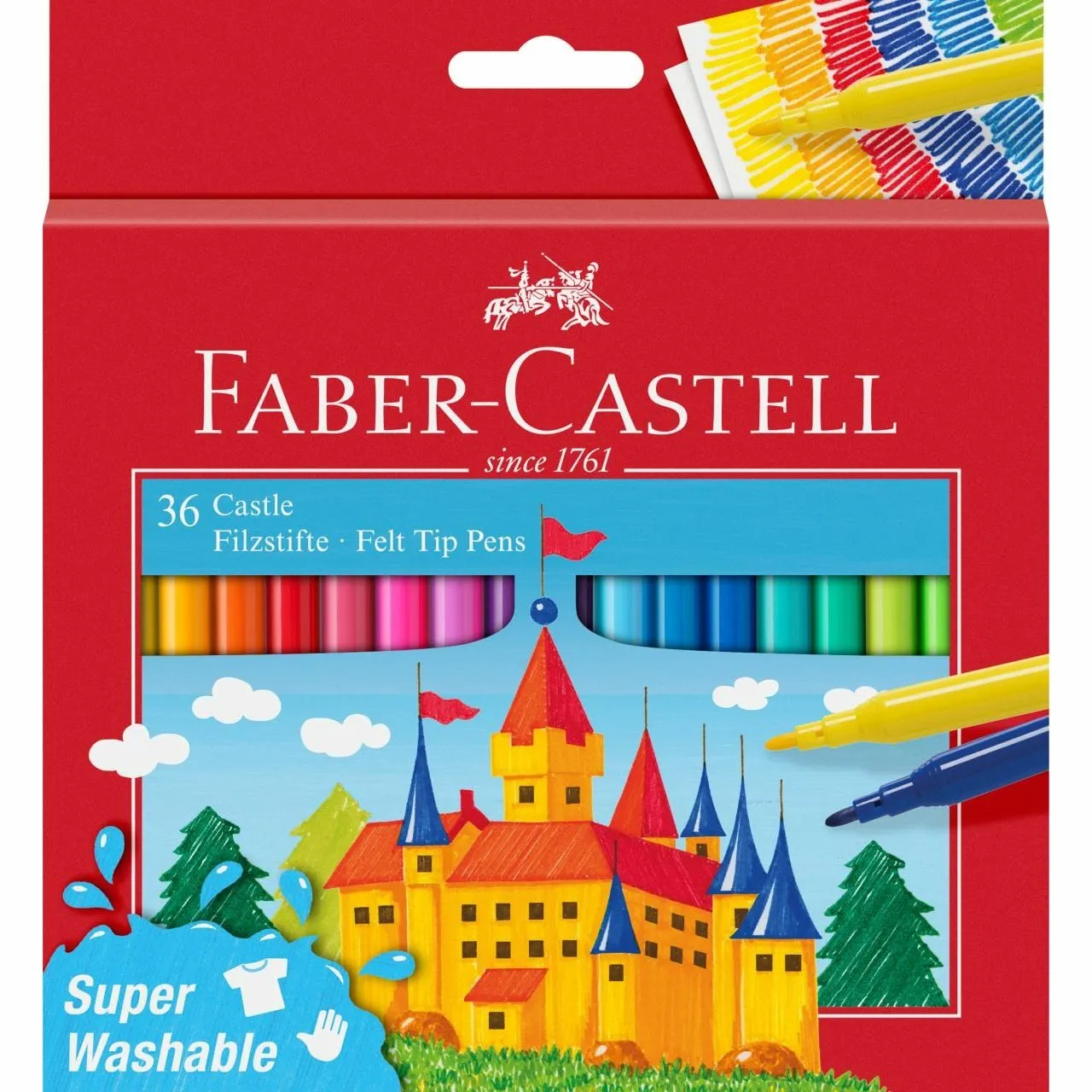 Faber Castle Confezione da 36 pennarelli - Inchiostro lavabile- Colori assortiti - immagine 1
