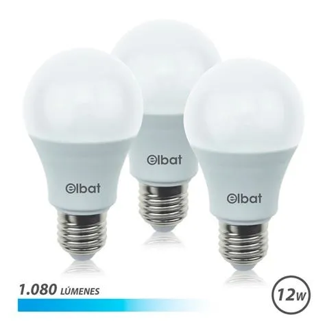 Elbat Confezione da 3 Lampadine LED A60 12W - 1080LM - Attacco E27 - Luce Fredda - immagine 1