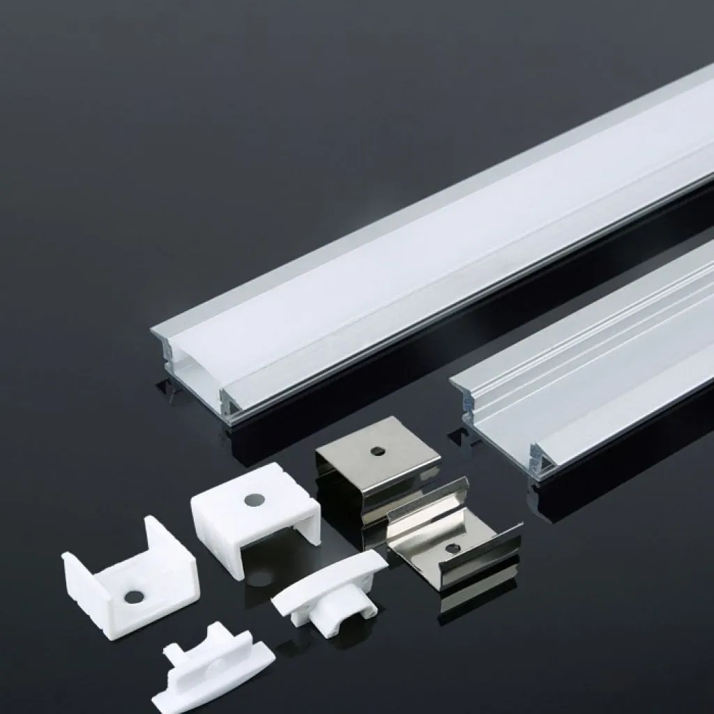 V-TAC Profilo in Alluminio Colore Silver per Strip LED a Incasso (Max l: 124mm) Copertura Satinata 2000 x 247 x 7mm - immagine 1