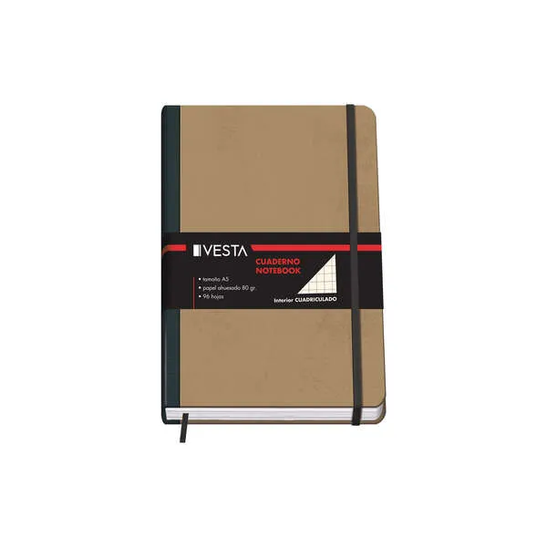 Quaderno Dohe con copertina rigida e angoli arrotondati - 96 fogli di carta color crema da 80 g/m² - Copertina in tre pezzi con dorso in tessuto - Chiusura elastica e segnalibro a nastro - immagine 1