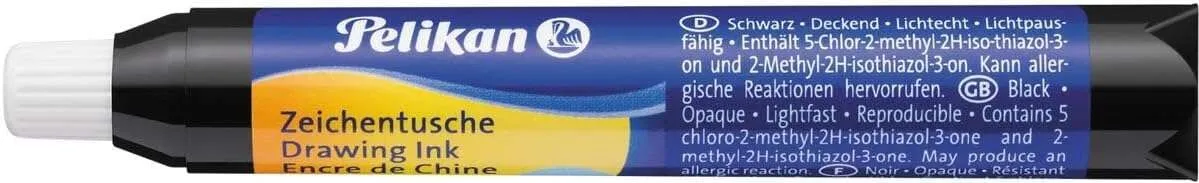 Pipetta per inchiostro indiano Pelikan da 9 ml - Ideale per disegno e calligrafia - Resistente all'acqua - Asciugatura rapida - Colore nero - immagine 1