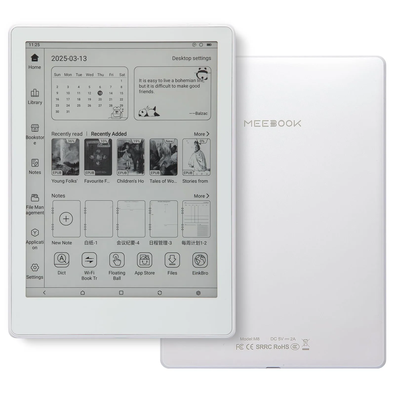 Meebook E-Reader M8 | Schermo Eink Carta 7.8' | 300PPI Smart Light | Android 14 | Processore Octa Core | Doppio microfono e altoparlanti | Supporto Play Store | Scrittura a mano | 4GB+64GB | Bianco - immagine 1
