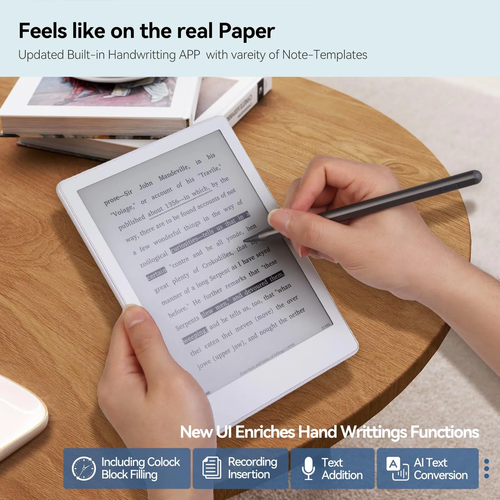 Meebook E-Reader M8 | Schermo Eink Carta 7.8' | 300PPI Smart Light | Android 14 | Processore Octa Core | Doppio microfono e altoparlanti | Supporto Play Store | Scrittura a mano | 4GB+64GB | Bianco - immagine 3
