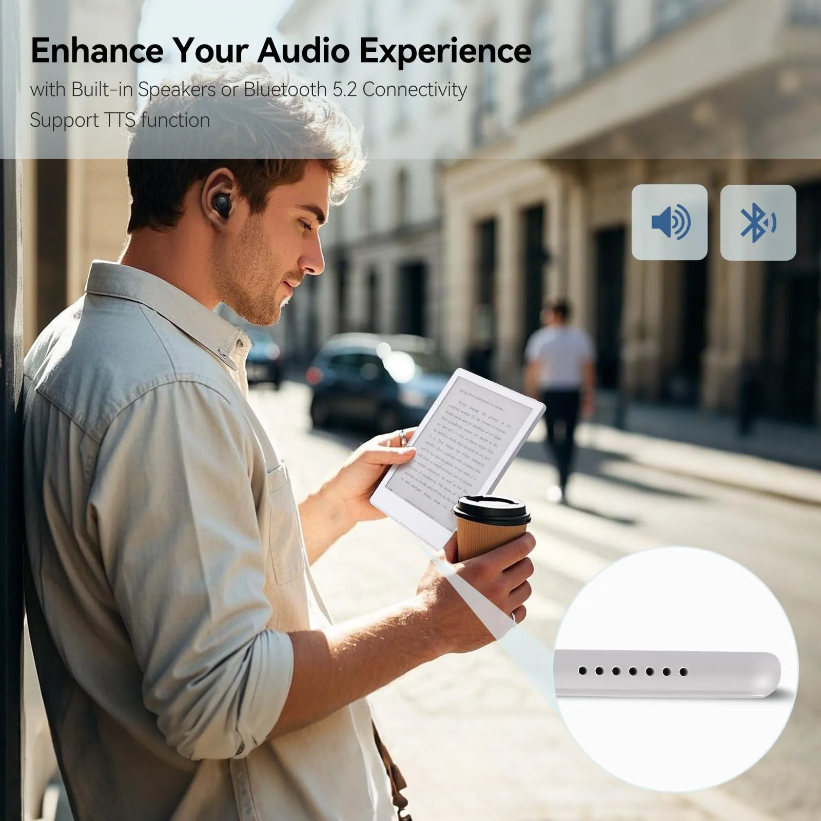 Meebook E-Reader M8 | Schermo Eink Carta 7.8' | 300PPI Smart Light | Android 14 | Processore Octa Core | Doppio microfono e altoparlanti | Supporto Play Store | Scrittura a mano | 4GB+64GB | Bianco - immagine 5