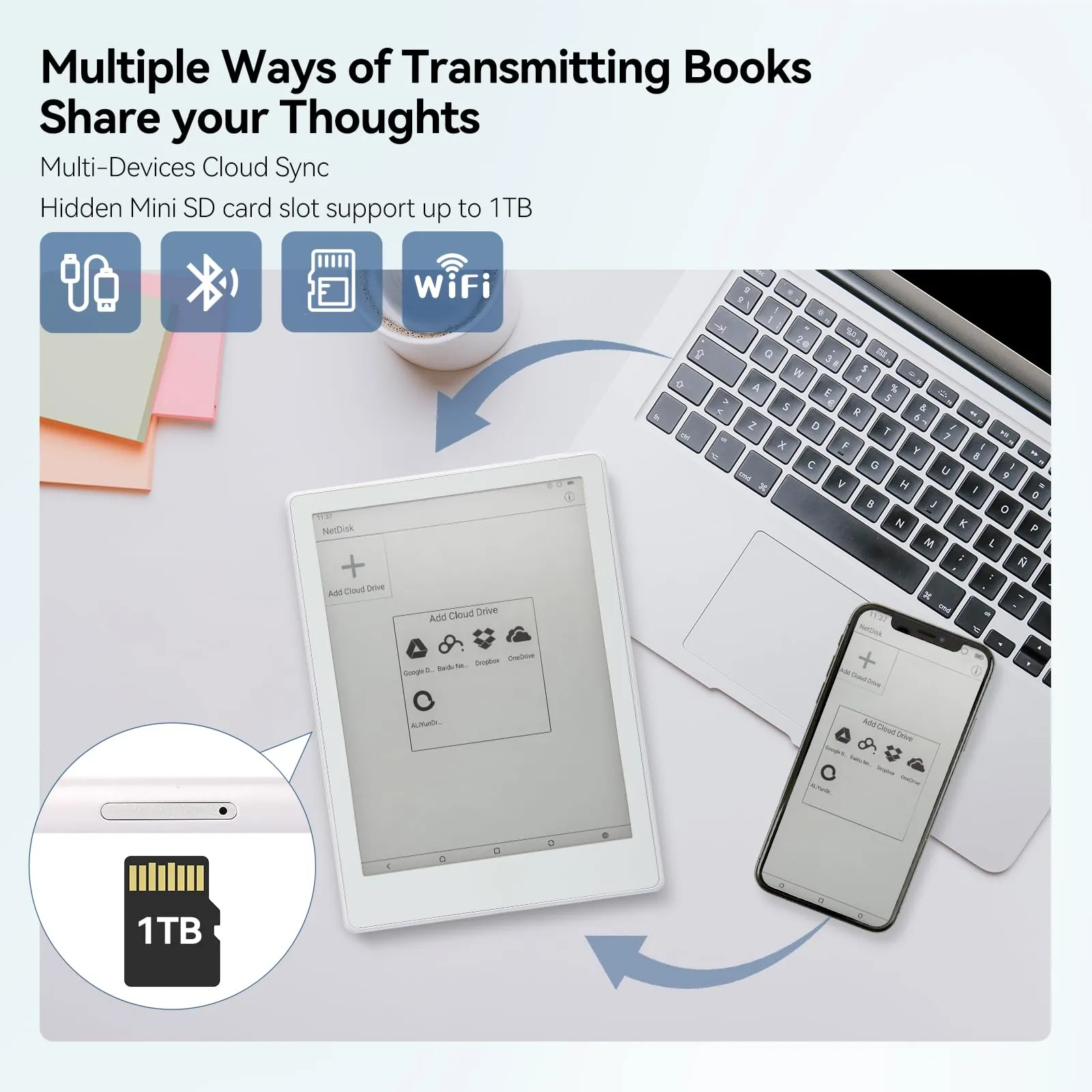 Meebook E-Reader M8 | Schermo Eink Carta 7.8' | 300PPI Smart Light | Android 14 | Processore Octa Core | Doppio microfono e altoparlanti | Supporto Play Store | Scrittura a mano | 4GB+64GB | Bianco - immagine 7