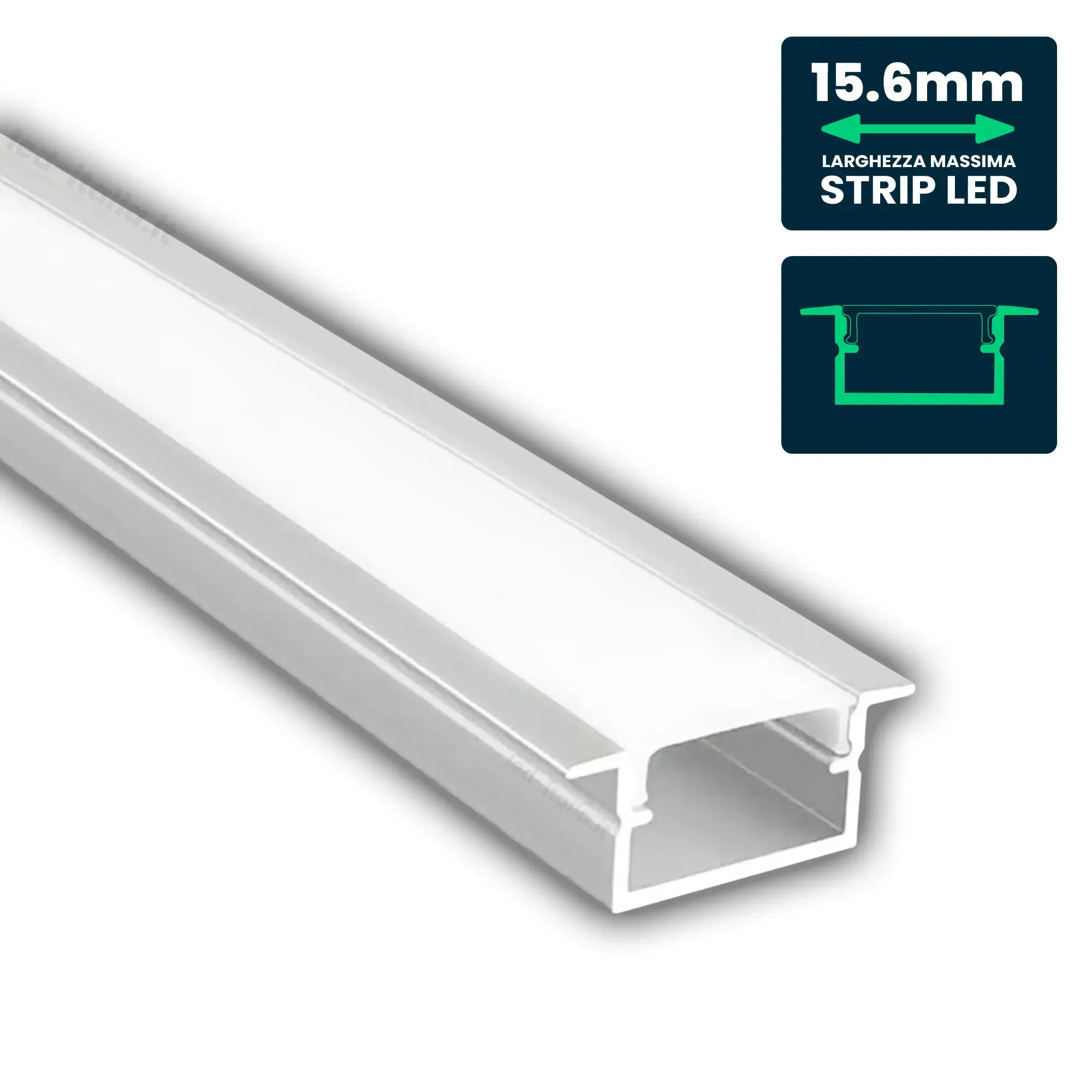 Mounting Kit With Diffuser For Led Strip Recessed 1000*17*10Mm - immagine 1