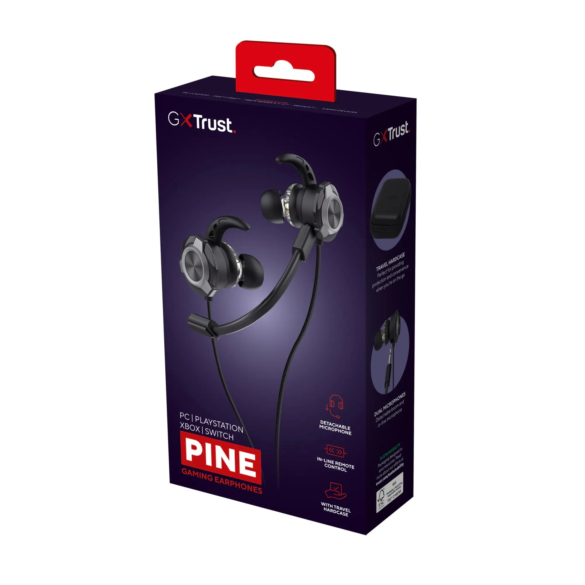 GXTrust Pine Auricolari Gaming con Filo 3.5 mm, Cuffie In Ear Gaming, Nero - immagine 15