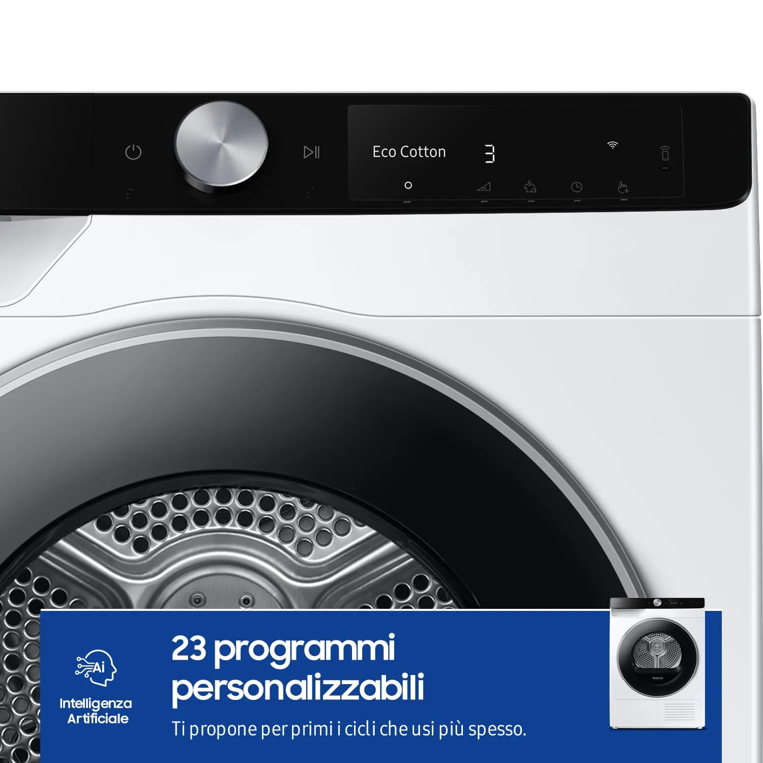 Samsung Asciugatrice AI Control DV90DG6845LEU3, 9 kg, Pompa di Calore, Wifi, AI Dry, Air Wash, Tecnologia Optimal Dry, Carica Frontale, 60L x 85H x 60P cm - immagine 3