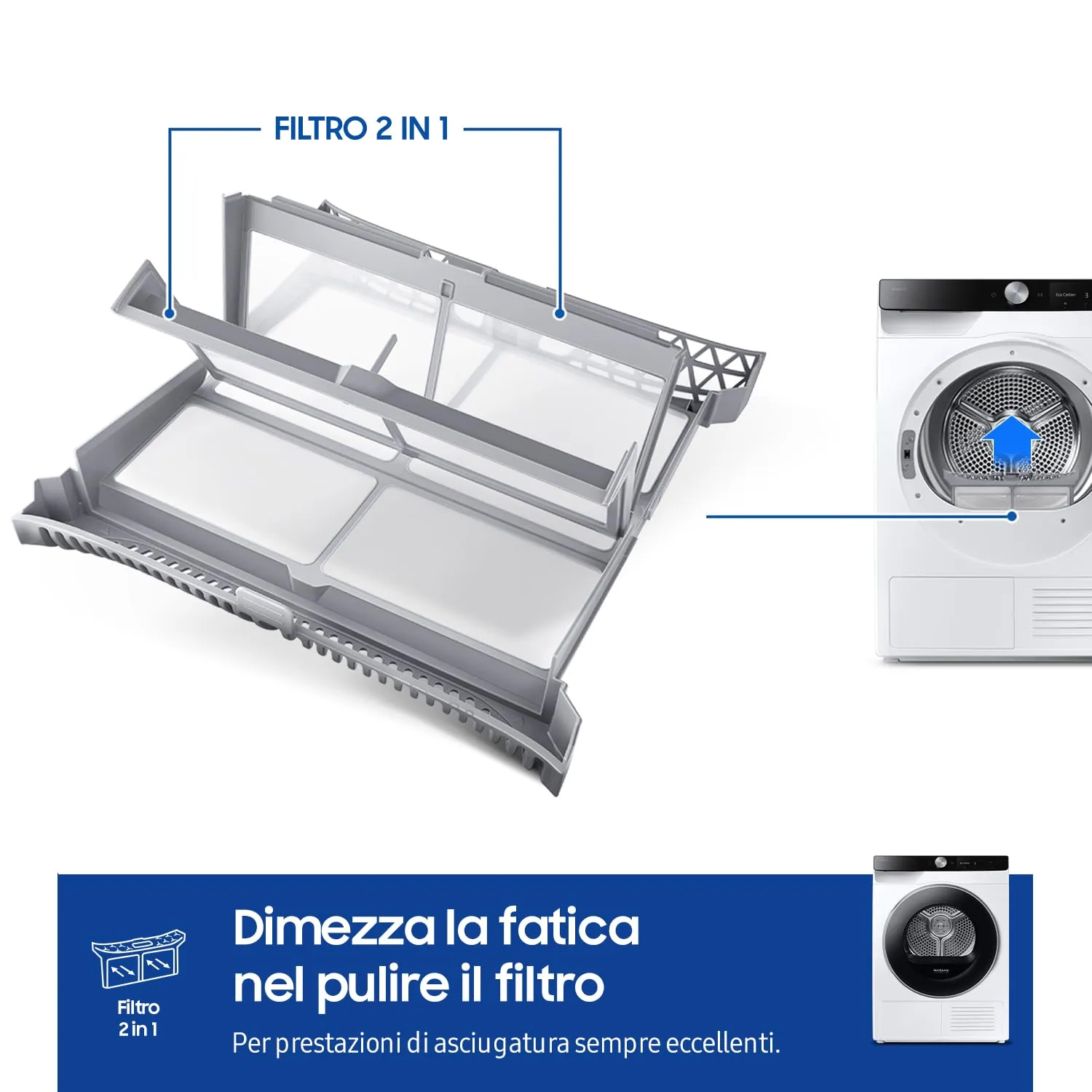 Samsung Asciugatrice AI Control DV90DG6845LEU3, 9 kg, Pompa di Calore, Wifi, AI Dry, Air Wash, Tecnologia Optimal Dry, Carica Frontale, 60L x 85H x 60P cm - immagine 9
