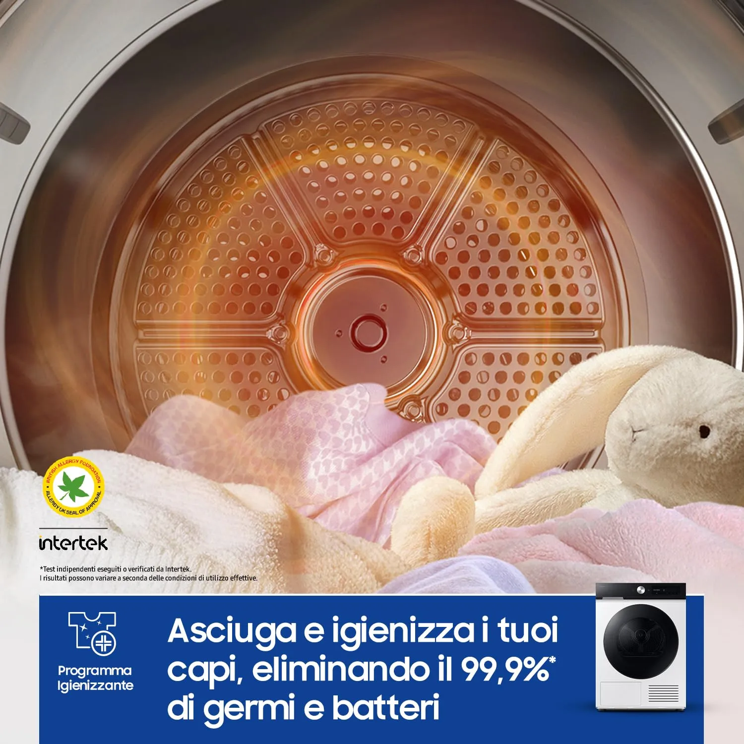 Samsung Asciugatrice Bespoke AI DV90DB7845GE/U3, 9 kg, Pompa di Calore, Wifi, QuickDrive, AI Dry, Sensore Optimal Dry, Display AI Control, Carica Frontale, 60L x 85H x 60P cm - immagine 5
