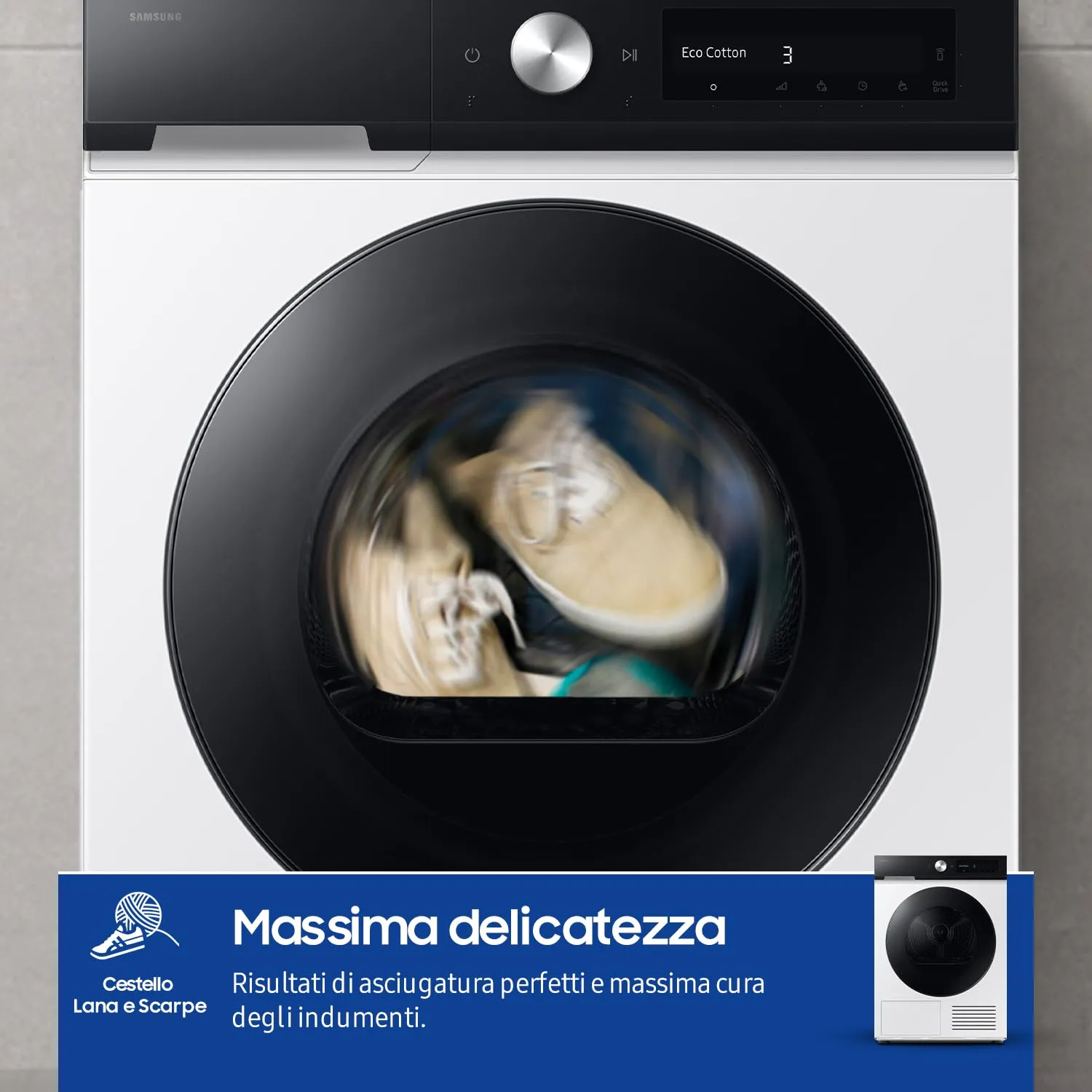 Samsung Asciugatrice Bespoke AI DV90DB7845GE/U3, 9 kg, Pompa di Calore, Wifi, QuickDrive, AI Dry, Sensore Optimal Dry, Display AI Control, Carica Frontale, 60L x 85H x 60P cm - immagine 6
